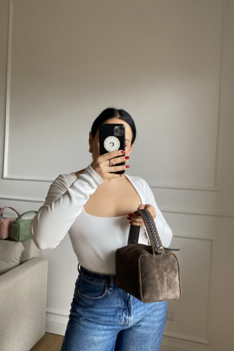 Cubo bag suede - Testa di Moro