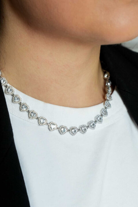 Collana girocollo regal heart - silver, Bianco
