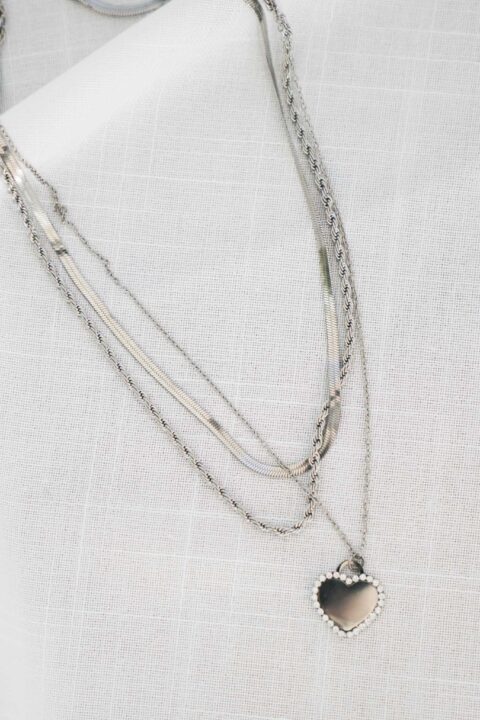 Collana tris charm longuette - silver