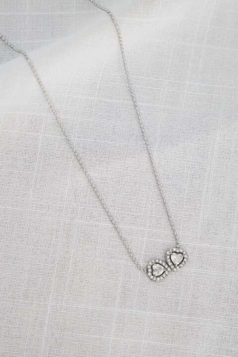 Collanina double heart - silver