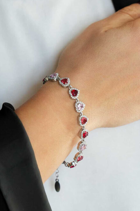 Bracciale regal heart silver - rosa/rosso