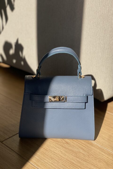 Date Bag pelle dollaro Medium - Carta da zucchero, Blu