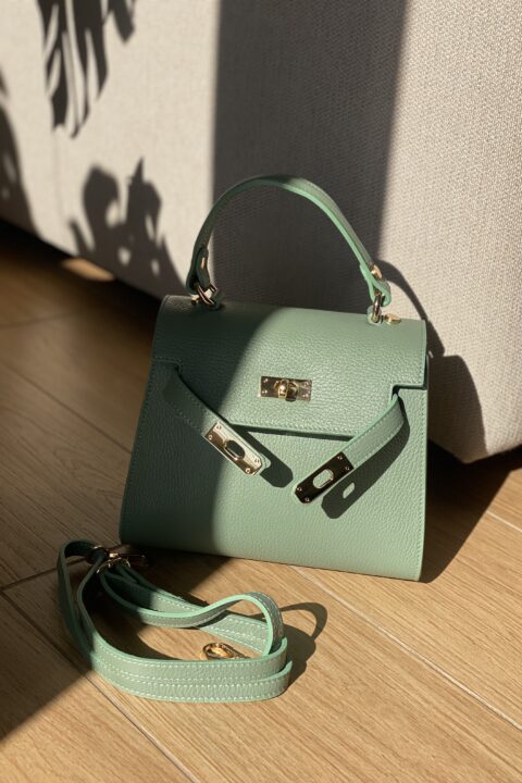 Date Bag pelle dollaro Medium - Menta, Verde