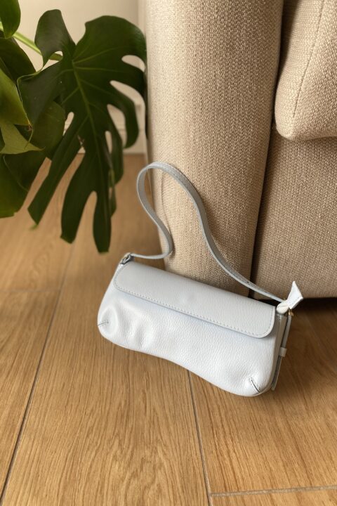 Silhouette mini bag in pelle dollaro - celeste