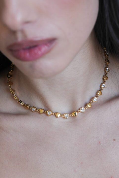 Collana girocollo crystal mini heart