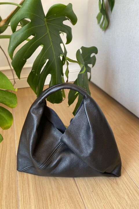 Shopper bag leather MEDIUM (New size) - Nero