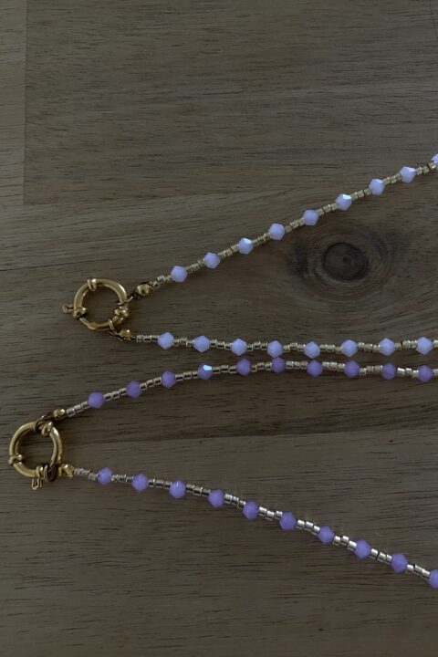 Collanina 39 cm gancio "timone" per 1 charm - Mix pietrine
