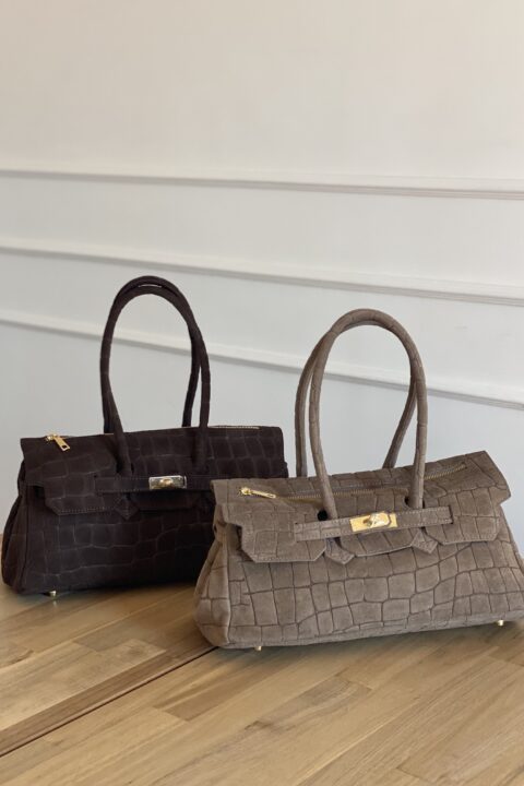 Bossy shoulder bag in pelle cocco suede