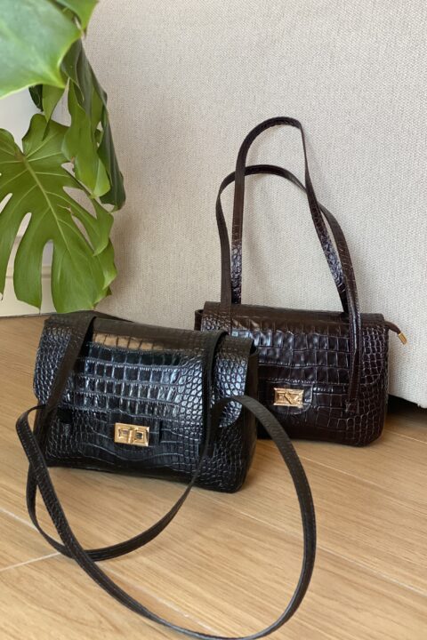 Preppy flap bag in pelle cocco